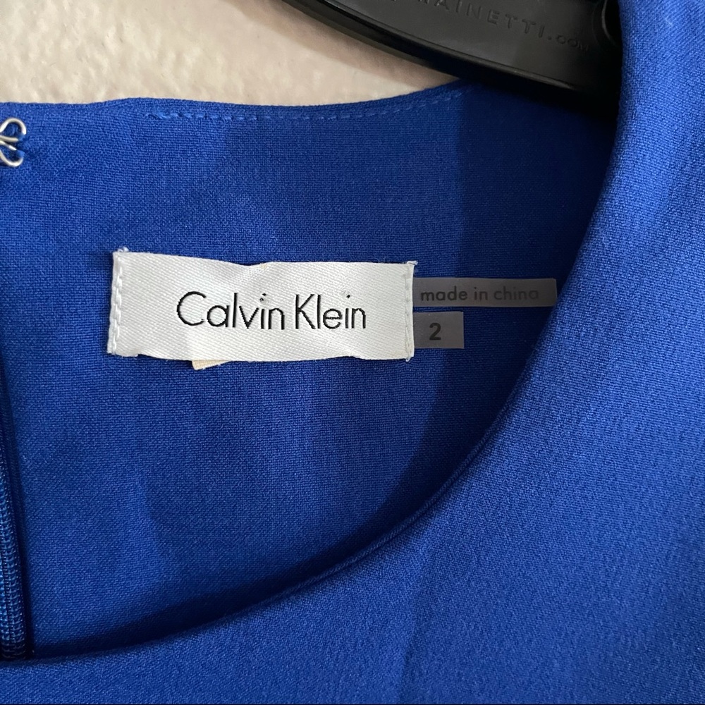 Calvin Klein Blue Scuba Crepe Ruched Dress - Picture 8 of 15